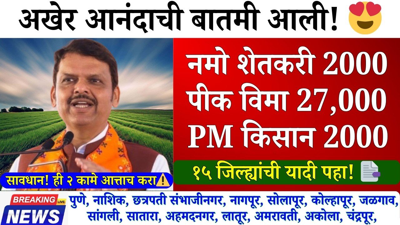 ​नमो शेतकरी योजना: ८ व्या हप्त्याचे २,००० रुपये या दिवशी मिळणार; आणि फक्त यांनाच मिळणार! Namo Shetkari List 2026