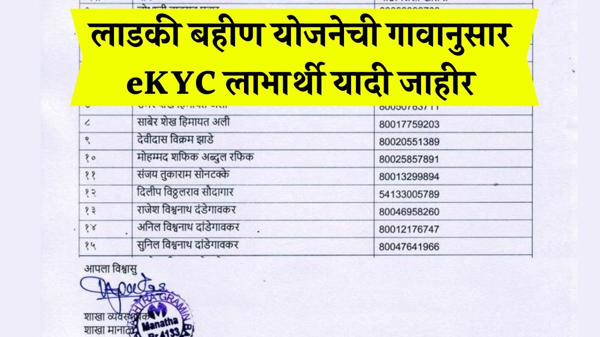 लाडकी बहीण योजना अपडेट: E-KYC झालेल्या महिलांची यादी प्रसिद्ध; तुमचे नाव चेक करा Ladki Bahin Yojana E-KYC List